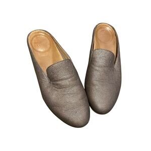 Dansko Lexie Slip On Mules Metallic gold-silver leather comfort shoe sz 40